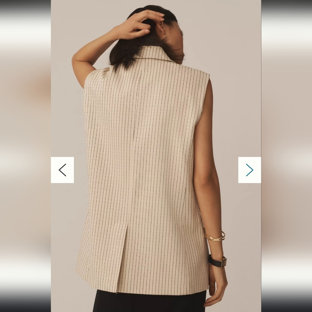 Anthropologie Oversized Cream/Tan Vest. Old Money. Preppy. Boho Size XL - Picture 4 of 14